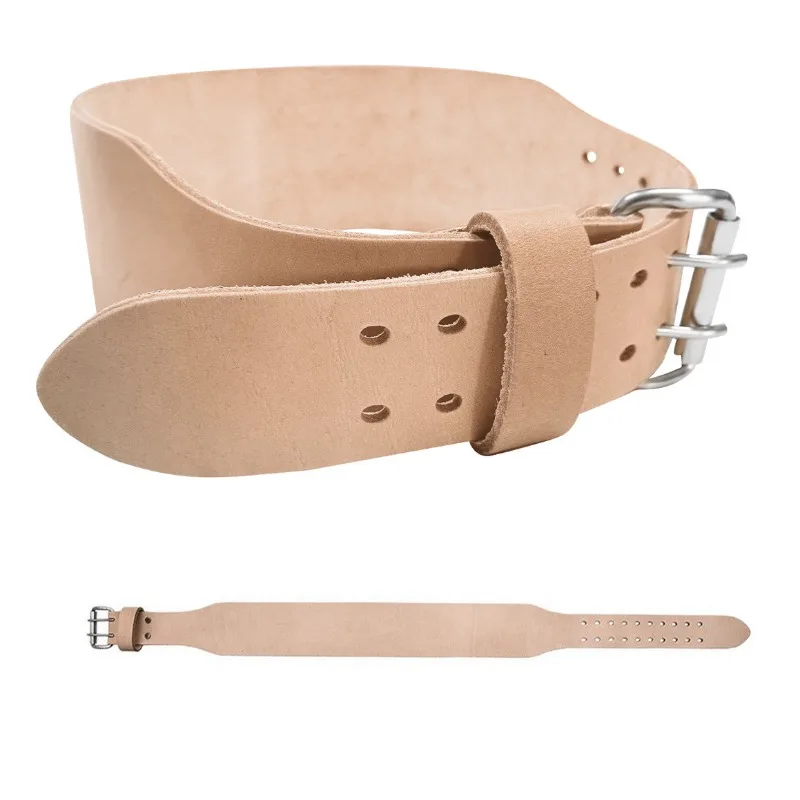 Full Grain Cowhide Weight Lifting Belt Adjustable Sturdy Brown Leather Lumbar Support Belt Heavy Duty Waist Protector