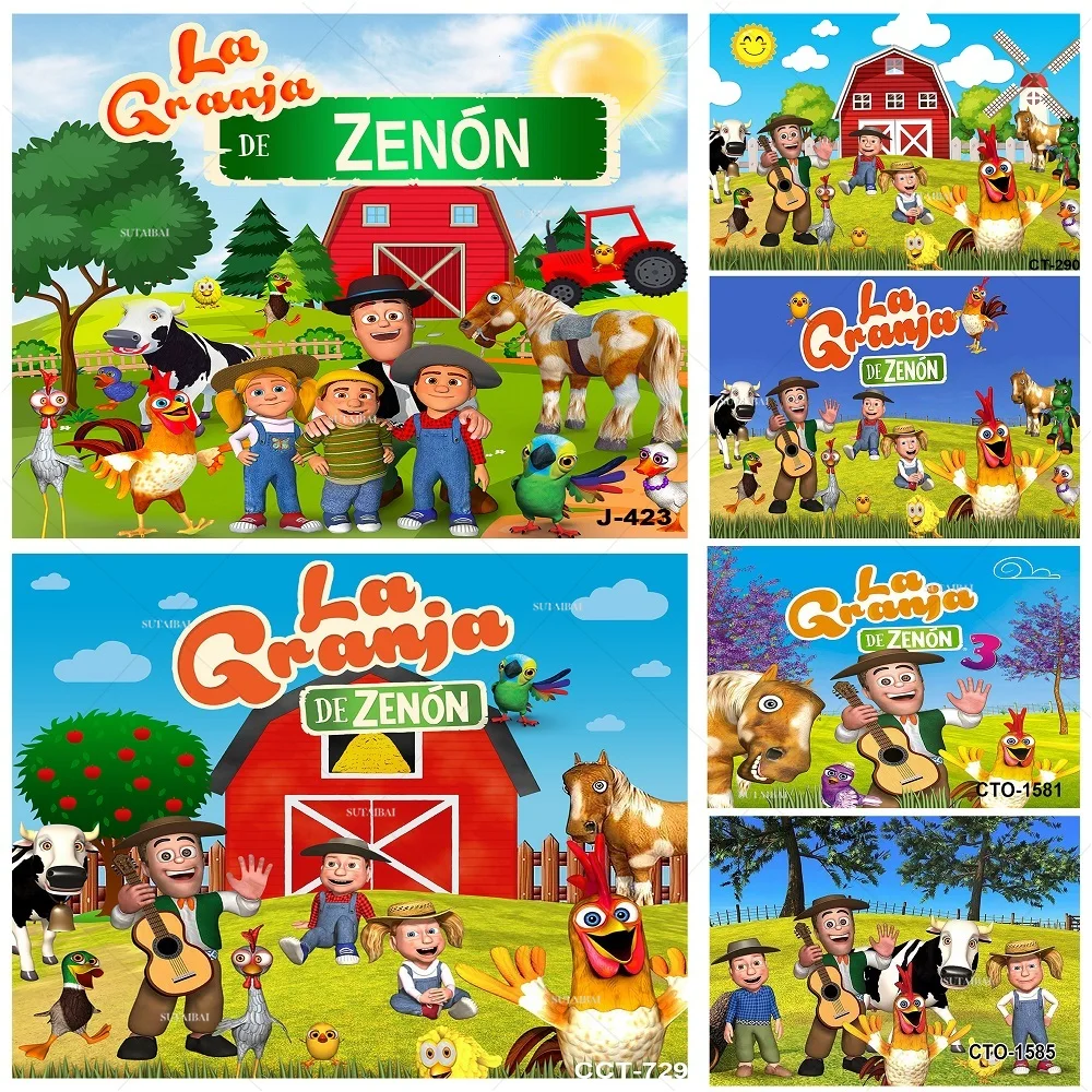 사진 배경 La Granja De Zenon 사용자 지정 녹색 잔디 농장 장식 사진 촬영 비닐 사진 스튜디오 아이 1 생일 배경