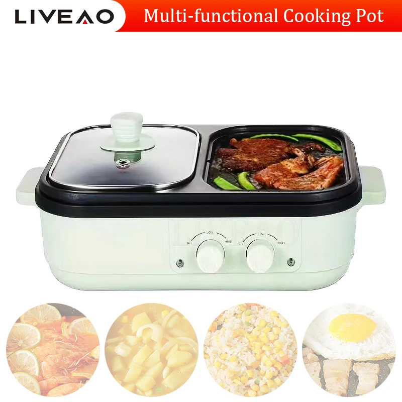 

Mini Hot Pot Barbecue All-In-One Frying And Roasting Dual-Purpose Electric Stove Household Washable Plate Barbecue Grill