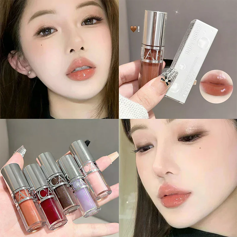 Cappuvini Peach Jelly Water Light Glass Gloss Lipgloss Langhoudende Niet-klevende Waterbestendige Lip Plumping Hydraterende Lipgloss Make-up