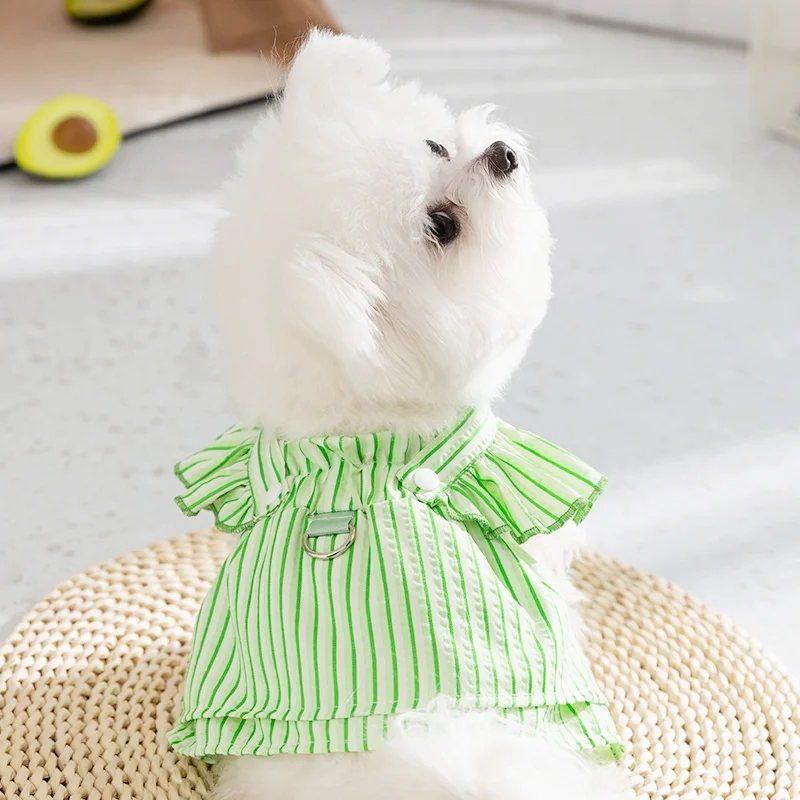 Pet Dog Princess Dress Summer Striped Dog Skirt Cute Soft Puppy Chest Strap Fashion Cat Dress Chihuahua Dog Clothes Pet Supplies