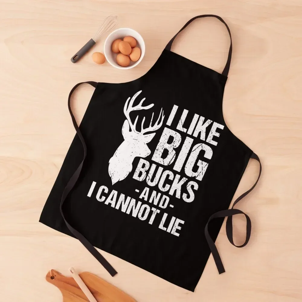 

I Like Big Bucks Funny Deer Elk Hunting Hunters Gift Apron For Kitchen Household Items Kitchen Women's Dress Chef Uniform Apron