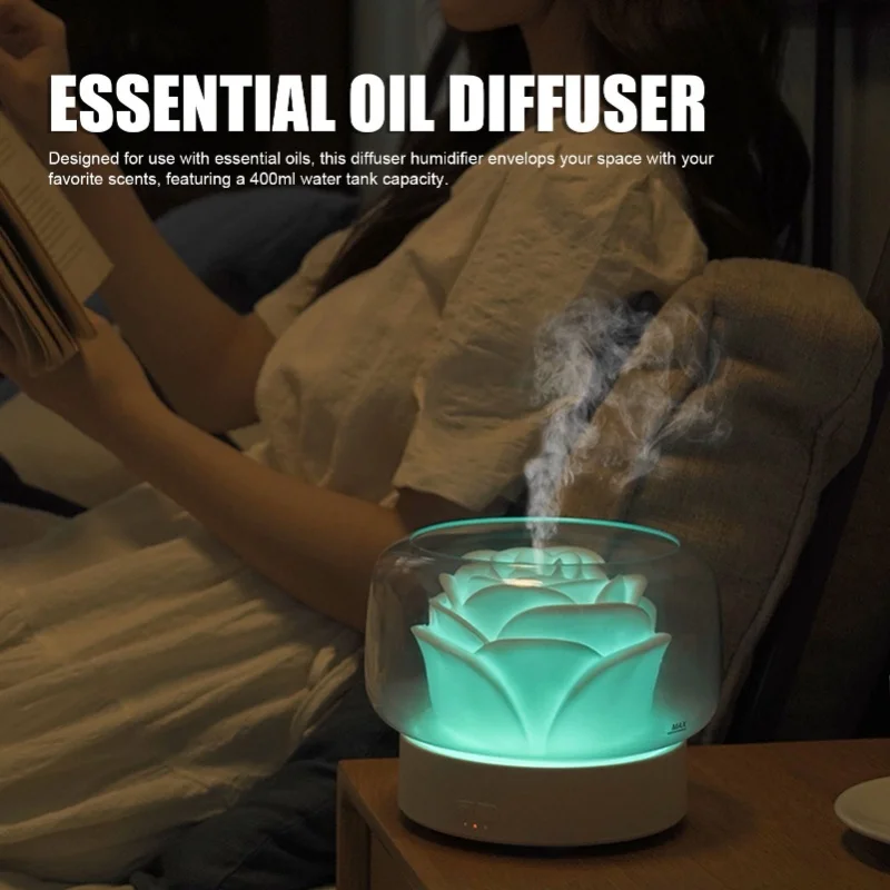 Essential Oil Diffuser Air Humidifier Quiet Flower Aromatherapy Diffuser With 7 Colors Night Light 110-240V