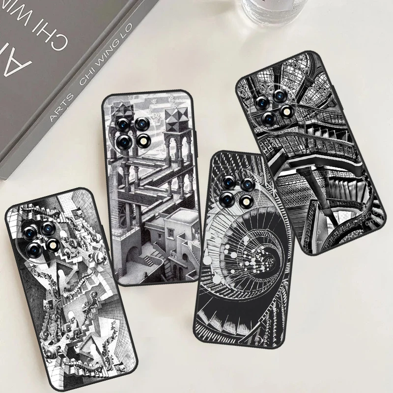 Escher Staircases Case For OnePlus 12 11 9 10 Pro 8T 9R 10T 10R 12R OnePlus Nord 2 2T N20 N10 CE 3 Lite Cover