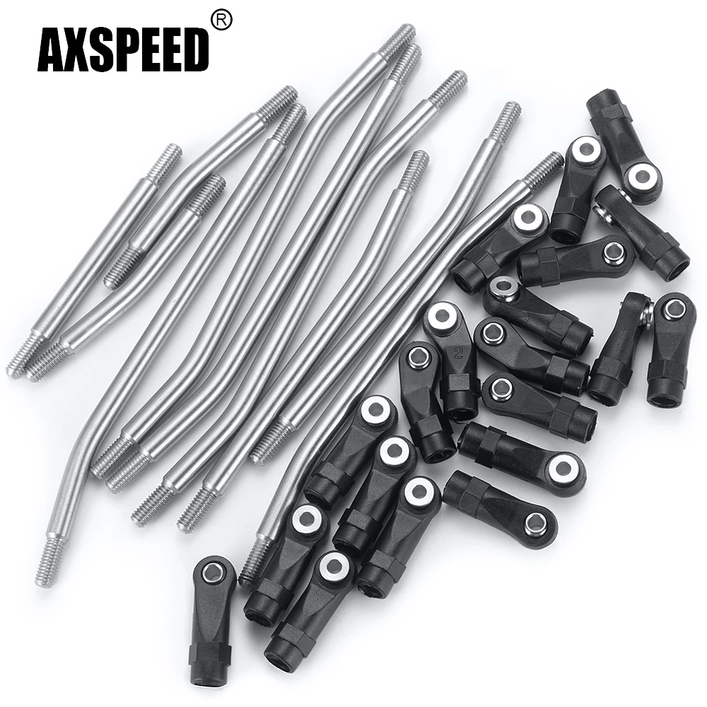 AXSPEED 10Pcs Stainless Steel Steering Linkage Link Rod Set for TRX-4 TRX4 313/324mm Wheelbase 1/10 RC Crawler Car Parts