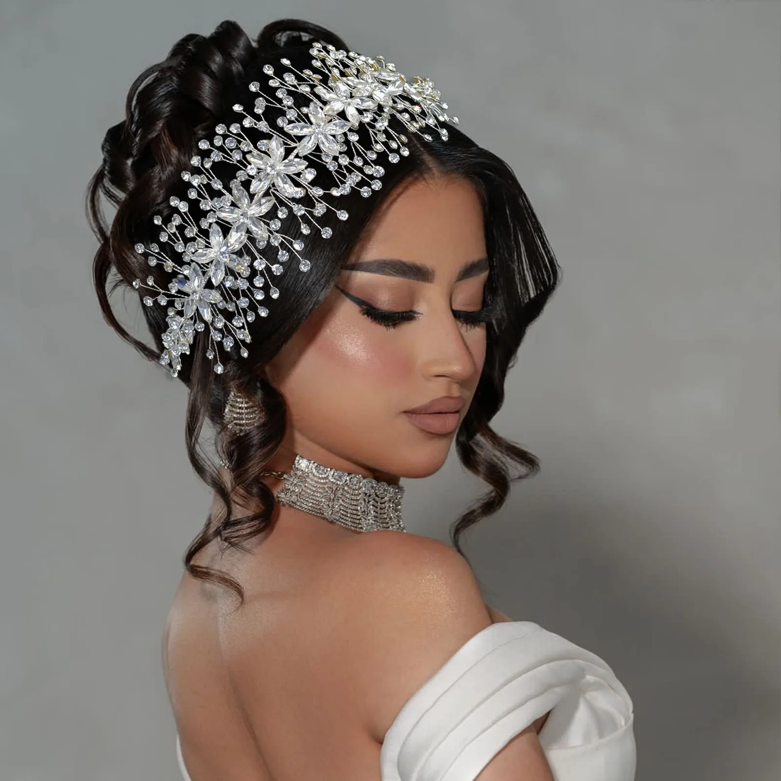 DZ004 Luxury Rhinestone Bride Headwear Headdresses for Bridal Wedding Hair Accessories Handmade Crystal Women Girl Headpiece