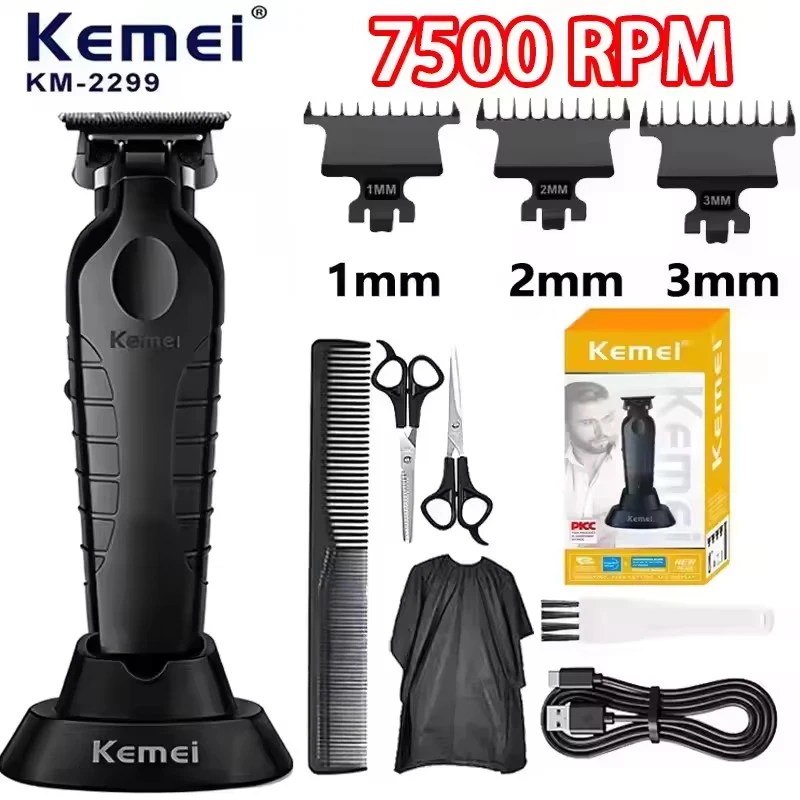 KEMEI KM-2299 Professional Hair Clipper and Trimmer Kit for Men Cordless Hair Clipper Haircut Kit Beard T Contour Trimmer