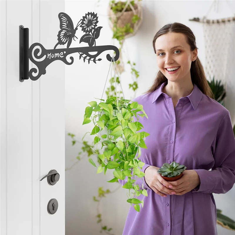 

ABMI-Decorative Wall Hangers-10 Inch Metal Plant Hooks With Butterfly Design For Indoor& Outdoor Use-Hanging Brackets Included,