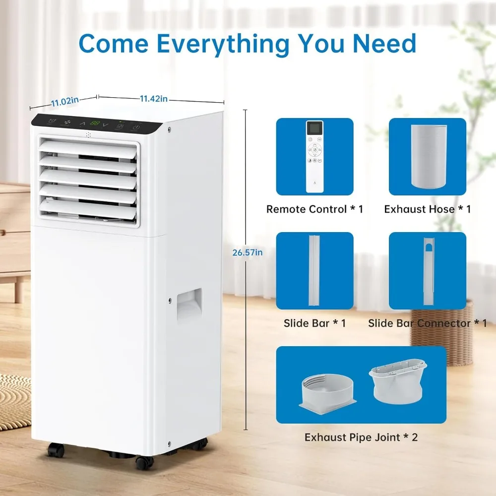 8000BTU portable air conditioner, standing air conditioner with cooling, dehumidifier, and fan modes, cooling to 350 square feet