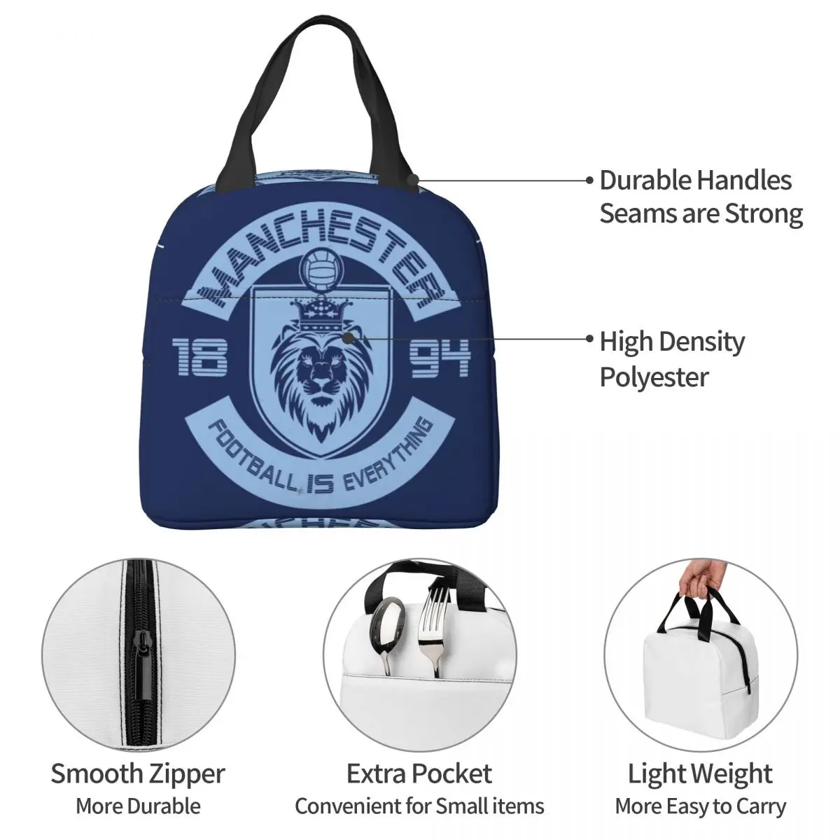 Football Is Everything - City Of Squad Retro Lunch Bags Bento Box Lunch Tote Picnic Bags Thermal Bag for Woman Children Work