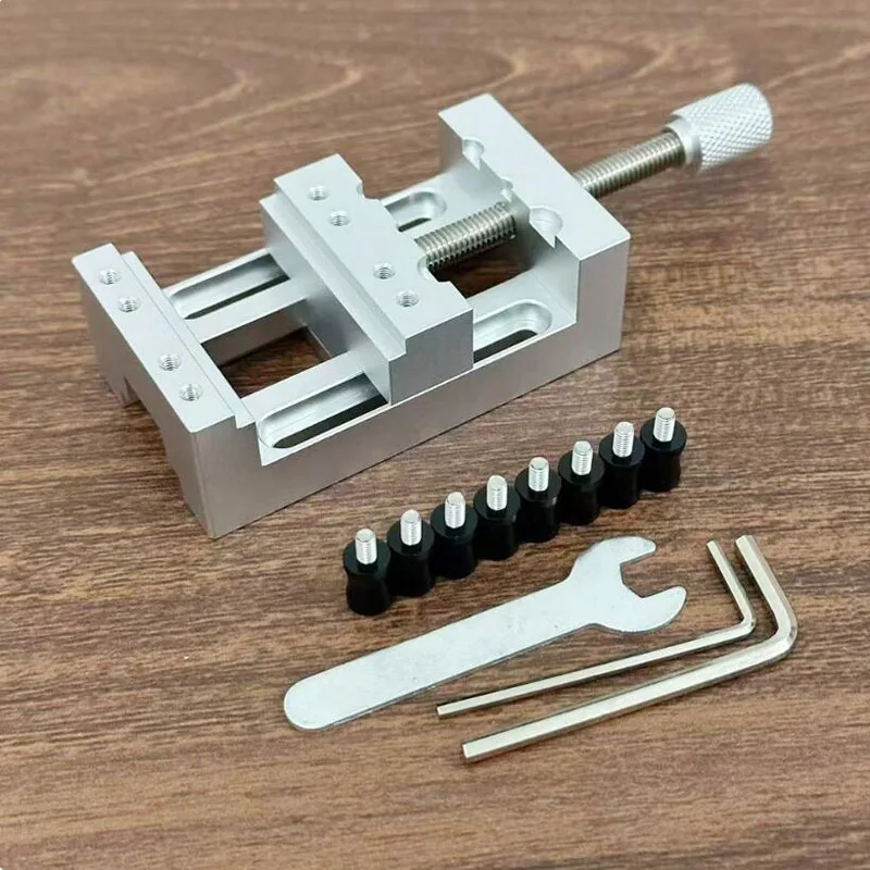 Mini Precision Bench Vise Aluminum Alloy Flat Jaw Clamp Manual Right Angle Vise DIY Multi-Function Fixture for Workpiece Holding