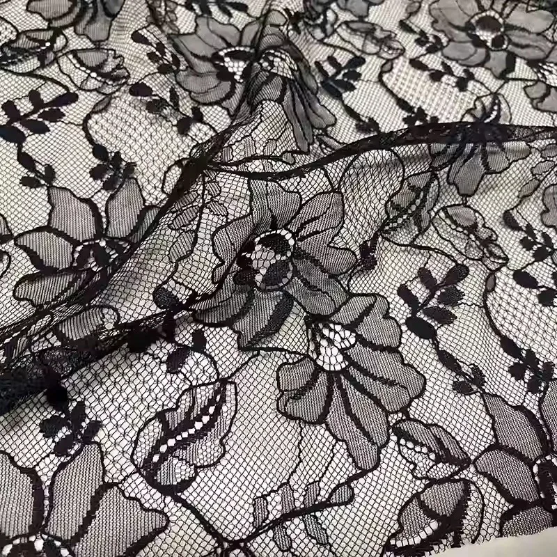 絶妙な黒の立体刺繍、カーボーンレースメッシュ生地、中空水溶性生地、手作りアクセサリー