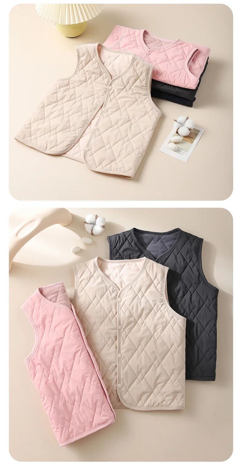 Ärmellose Jacke Einfarbige Knopf-Strickjacke Kinderjacke Warme Weste Herbst Winter Alltag Jungen Mädchen Kinder Verdickte Kinderjacke – Detail 10