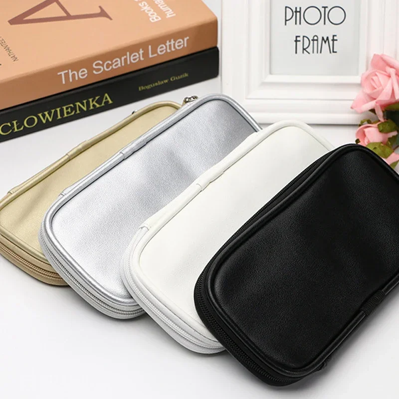 Black Waterproof Double Zipper Makeup Brushes Case Women Cosmetic Bags Portable Travel PU Brush Holder Storage Bags Makeup Case