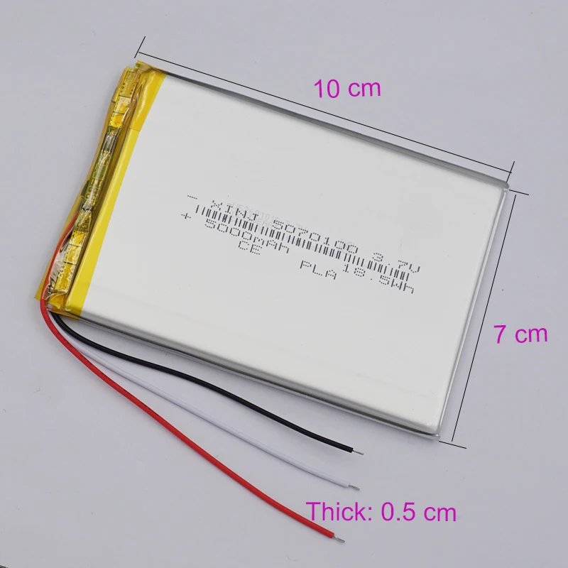 Ntc-リチウムリチウムポリマー電池,GPS, iPadパッド,中級銀行,タブレット,pc,5070100, 3.7v,5000mah,18.5wh