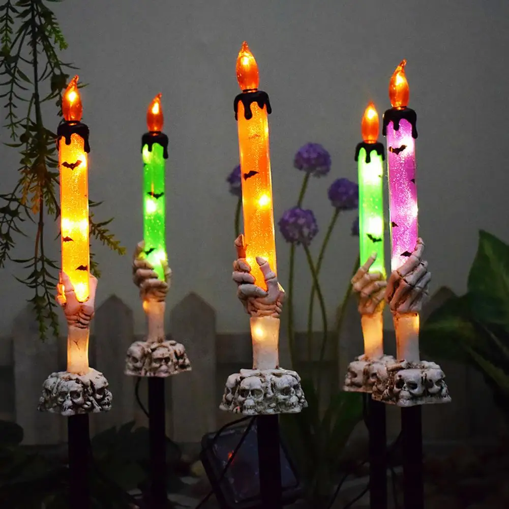 Zewnętrzne lampki na Halloween, wodoodporne solarne lampki do ogrodu w kształcie choinki, dyni, na szpikulec, dekoracje Święty Mikołaj, kruk, czaszka, panda.