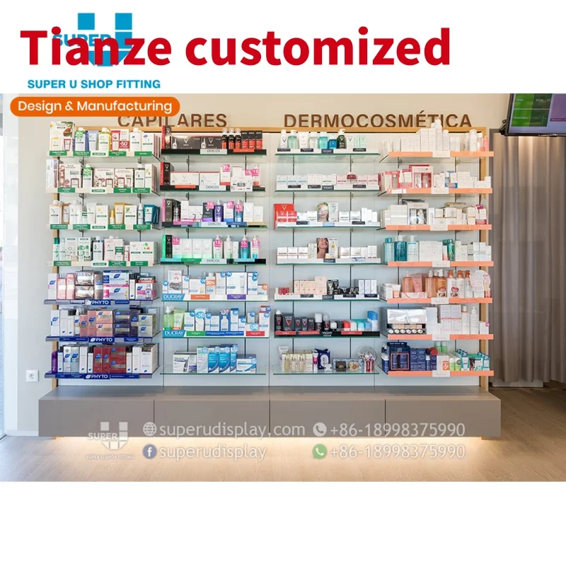 (customized)China Small Retail Pharmacy Interior 3D Design Layout Luxury Pharmacy Chain Store Decoration Design