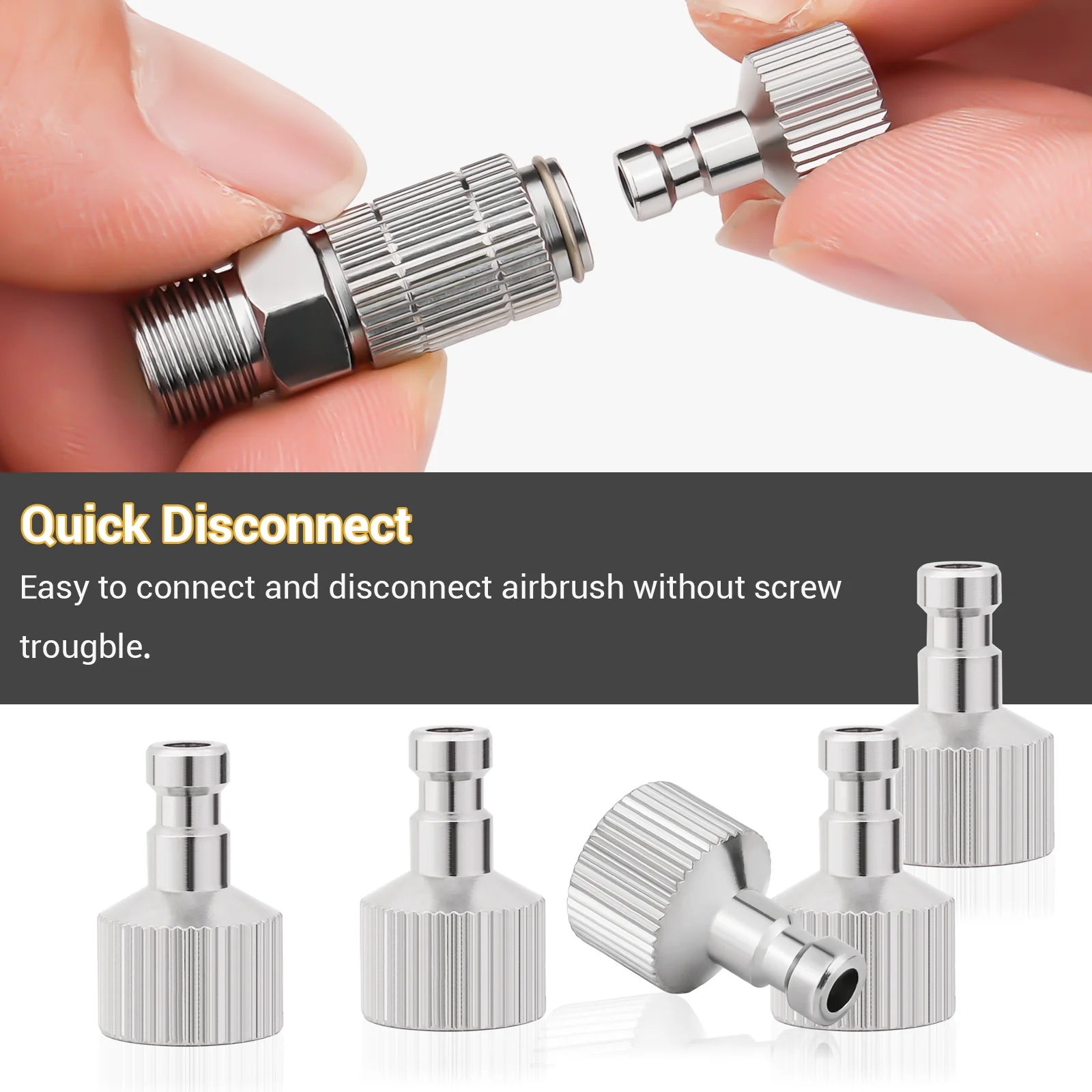 Airbrush Quick Disconnect Coupler Release Fitting Plug, 6pcs 1/8 in BSP Male and Female Connections Adapter Air Brush Accessory