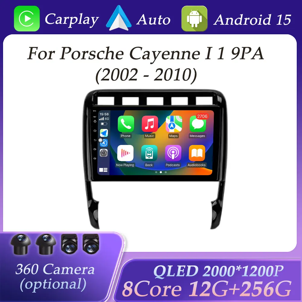

CarPlay for Porsche Cayenne I 1 9PA 2002 - 2010 Car Radio Multimedia Player GPS Navigation Bluetooth 4G DSP Stereo QLED Screen