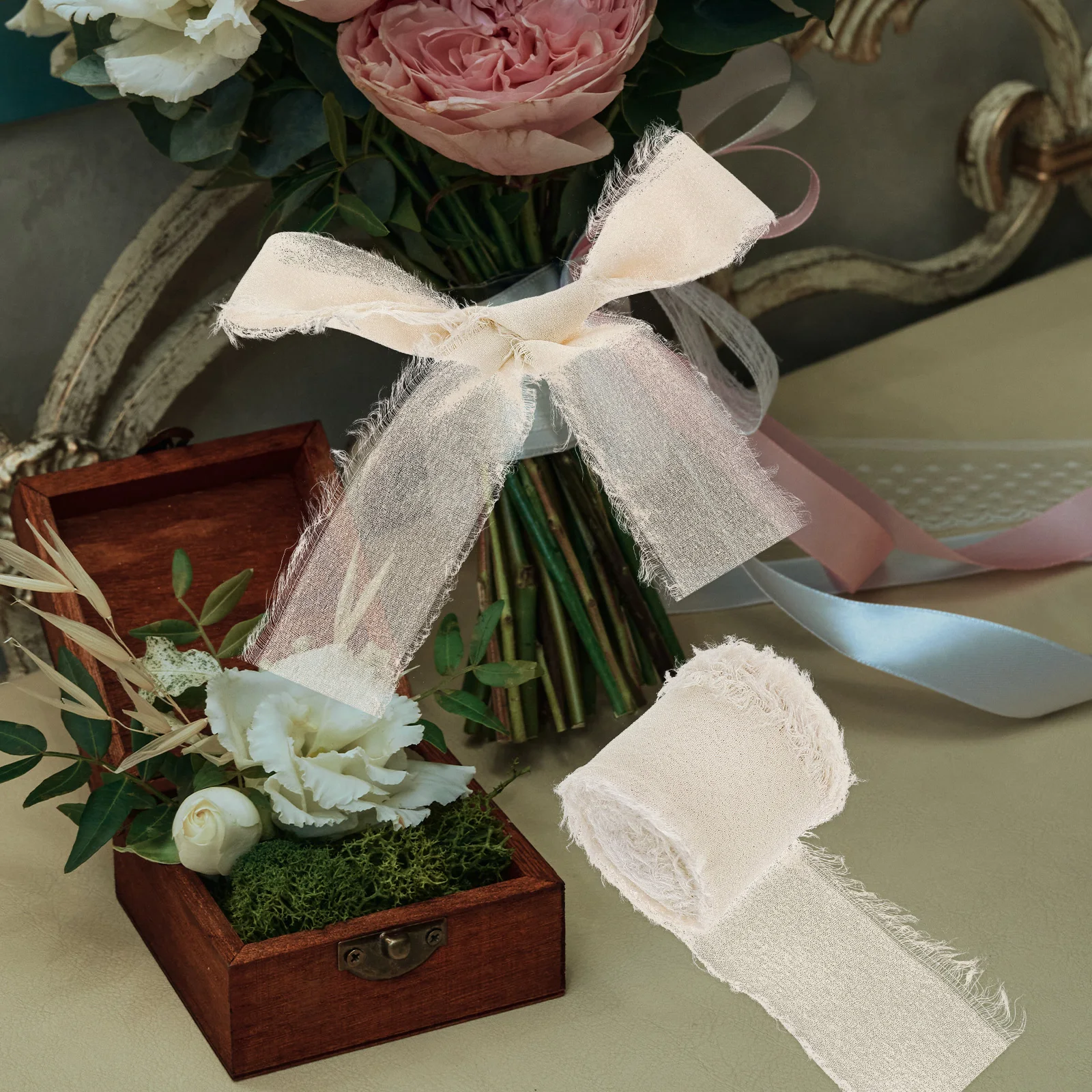 

3 Rolls Manual Wedding Decoration Ribbon Decorative Polyester Bouquet for Flowers