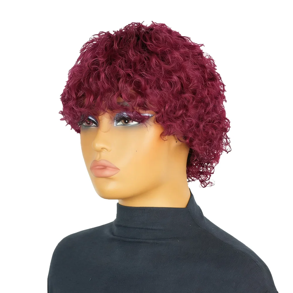 آلة صنع شعر مستعار بوب مجعد مع الانفجارات 6 بوصة قصيرة مجعد الباروكات للنساء شعر الإنسان موجة المياه مجعد البرازيلي شعر مستعار ريمي