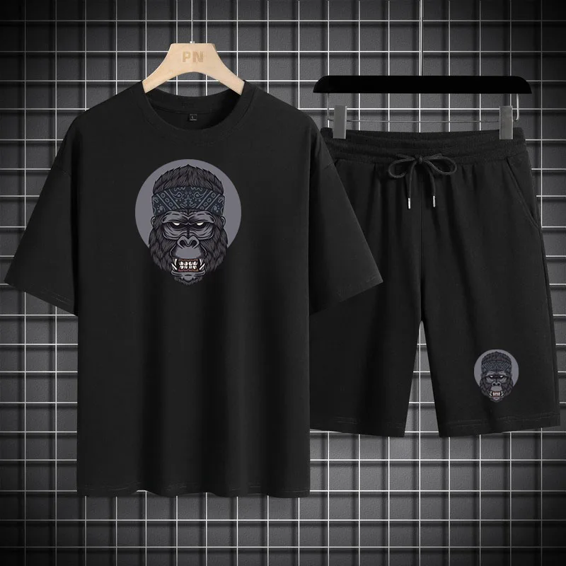 

2025 Cotton Shorts Sets Men 2 Piece Summer Outfits Men Joggging Sport Suits Gym Shorts Joggers Sportswear Cotton Tshirt Shorts