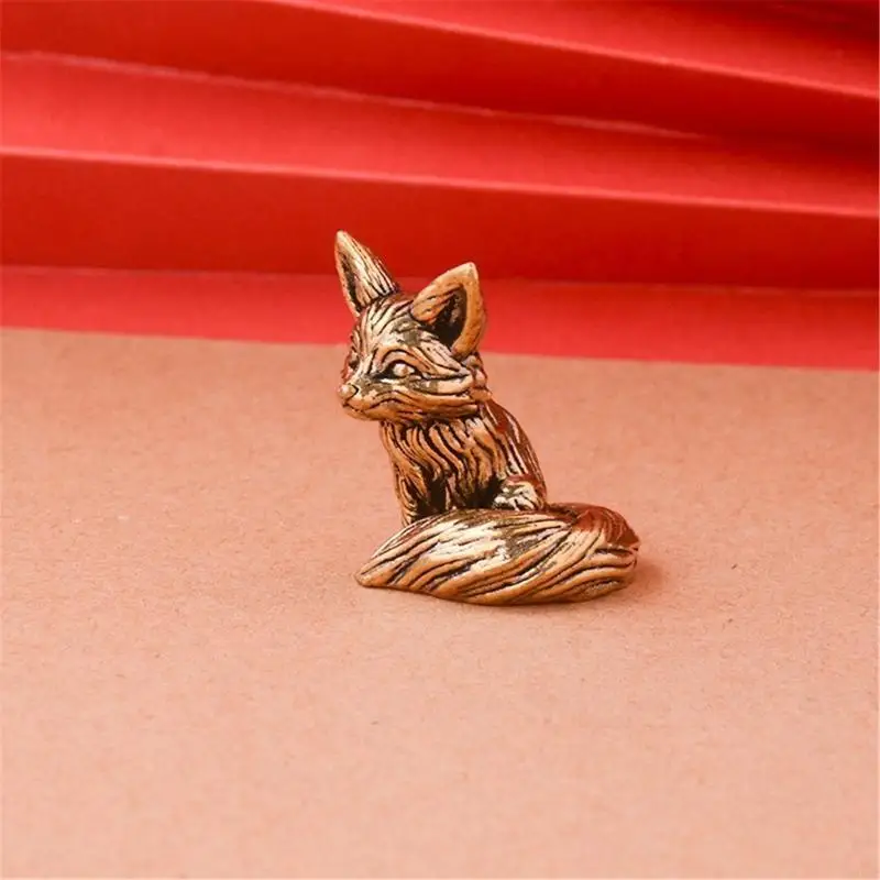 

Creative Foxes Decors for Wedding Gift Metal Foxes Figurines Vintage Brass Statue Decorations for Hotel Lobby