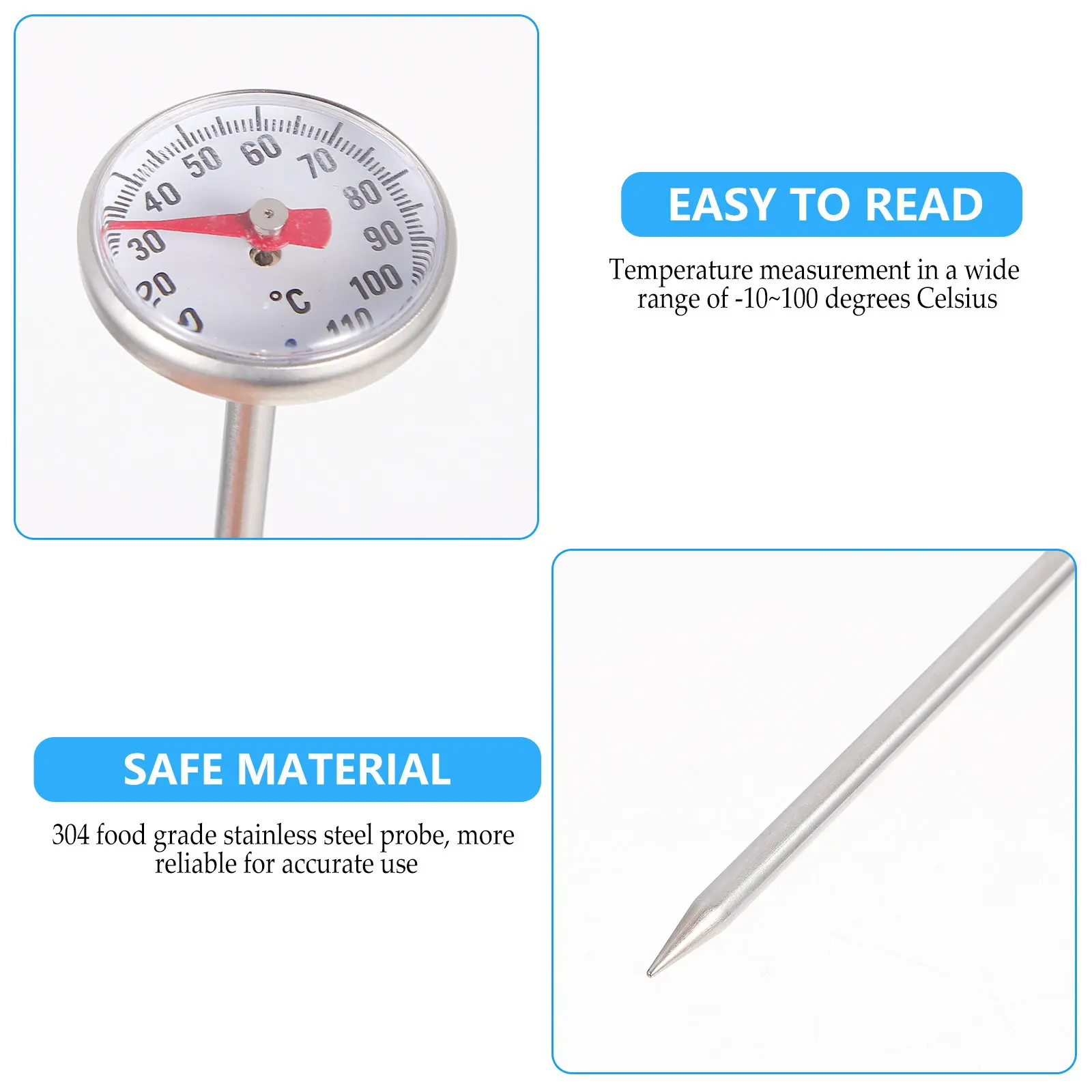 Milk Thermometer Stainless Steel Food Cooking Kitchen Probe Thermometer Coffee Water Digital Temperature Measurement