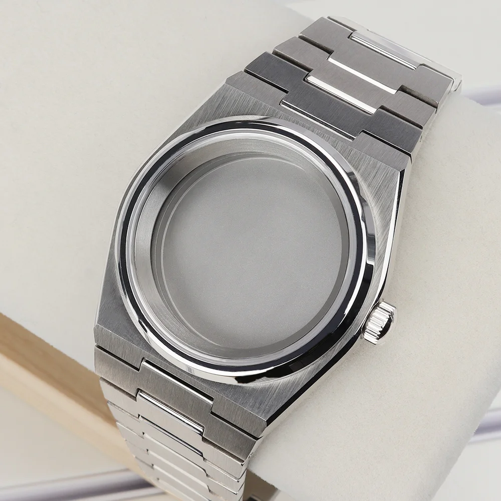 

40mm Silver NH35 Watch Cases Bracelet Sapphire Crystal Fit for Mod PRX Super Player NH34 NH35 NH36 NH38 NH70 4R36 Movement Parts
