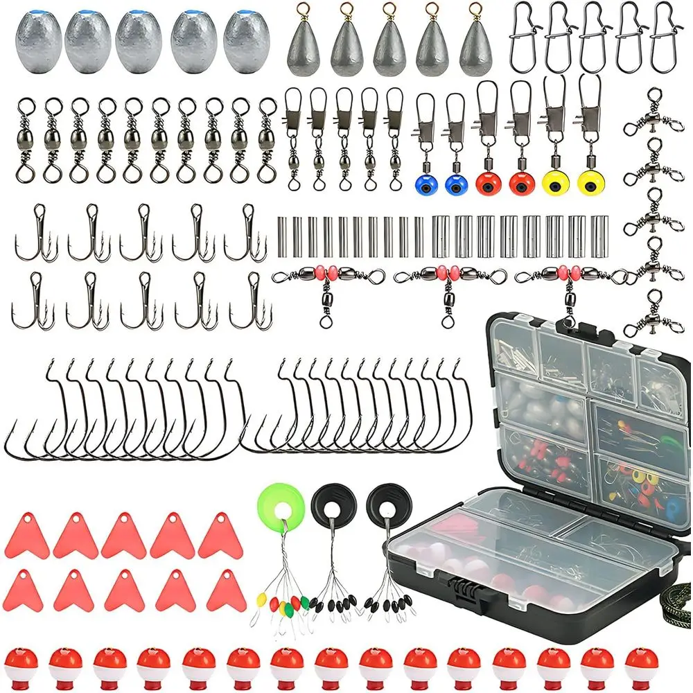 

Complete 264-Piece Fishing Tackle Kit with Lures, Hooks, and Accessories for Freshwater and Saltwater Fishing, Waterproof Organi