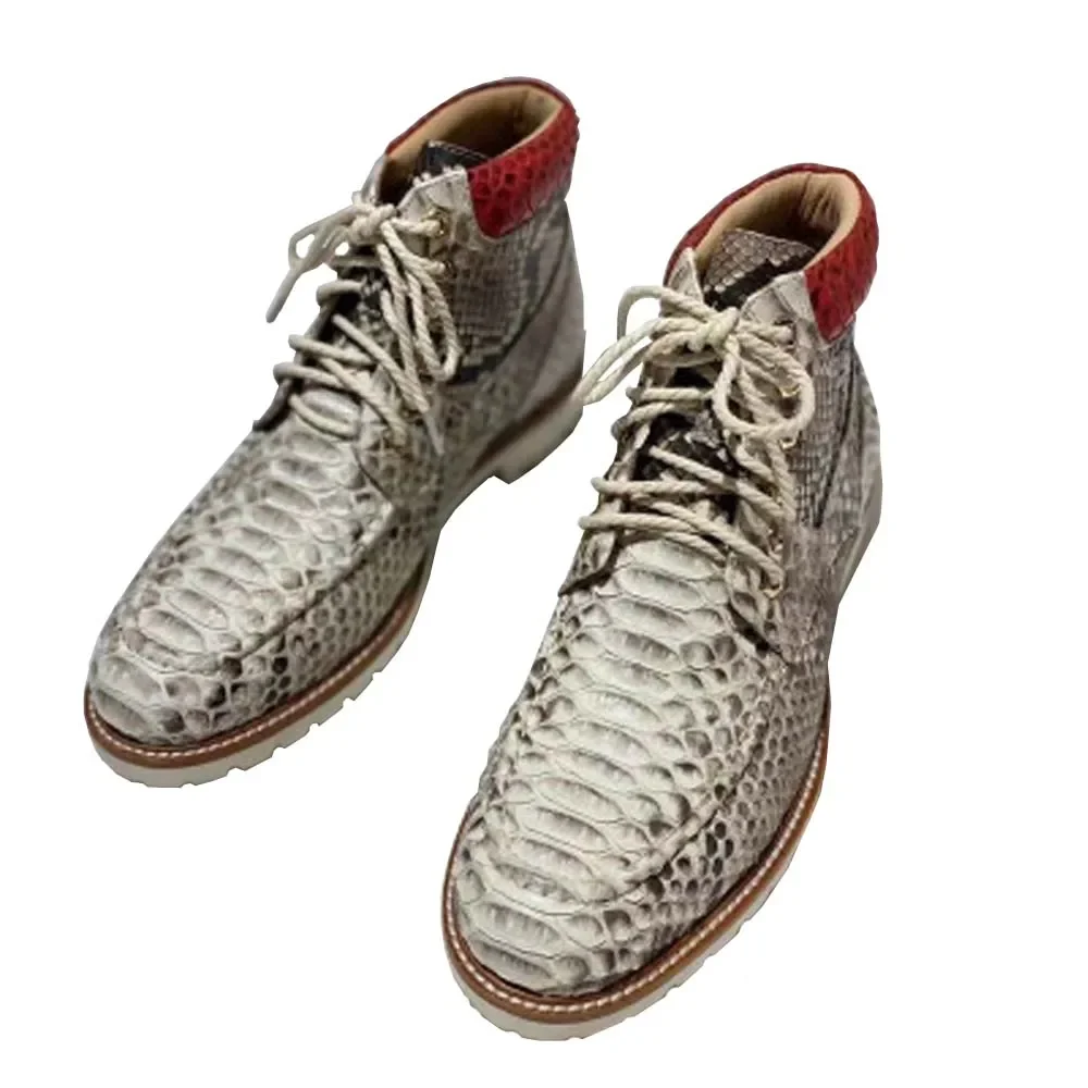 

baoduli Autumn and winter new men snkae skin boots male python leather Men's shoes non-slip warm men python boots