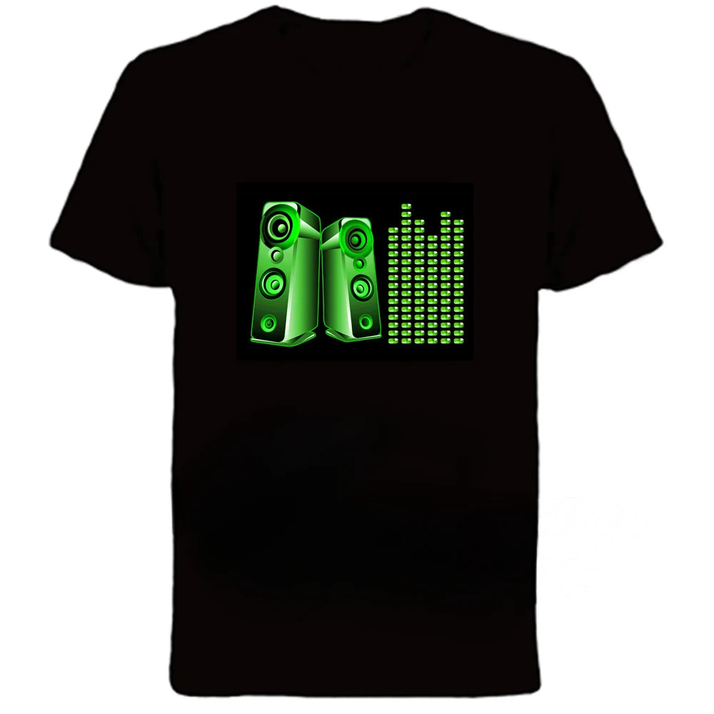 Equalizer lights flashing music Fun graphic print trend Casual fashion Summer Men women universal crew neck short sleeve T-shirt