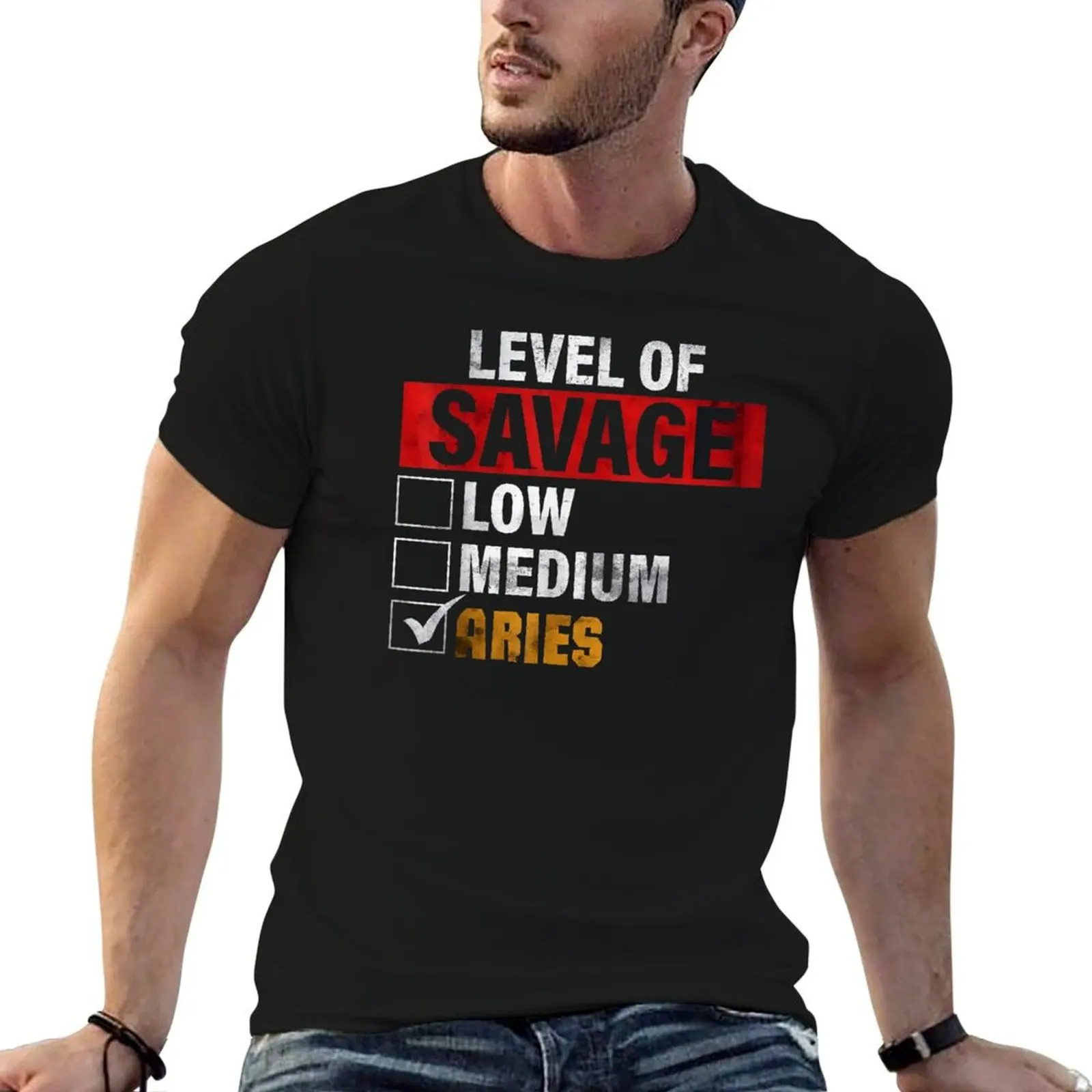 

Savage Level Cries Print T-shirt Round Neck Movement Joke Tshirt Creative Aactivity Competition USA Size