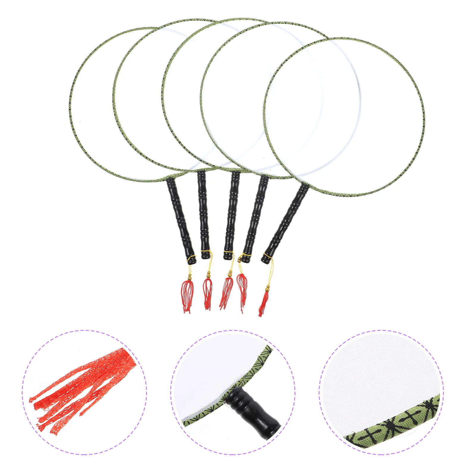 5Pcs Art Painting Fan DIY Drawing Tool 24Cm Spun Silk Material Kids Color Shape Practice Gift for Children Blank Fan