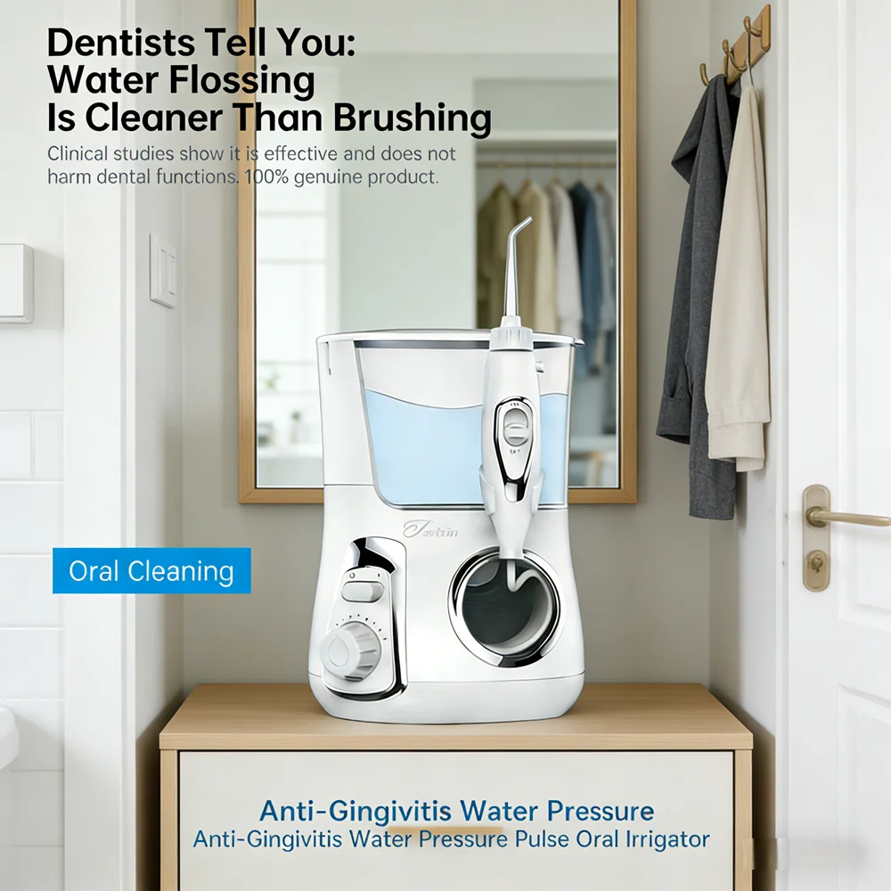 

Профессиональный ирригатор для домашнего использования, электрический настольный ирригатор с 5 насадками, прибор для чистки зубов и ухода за полостью рта для ежедневного использования