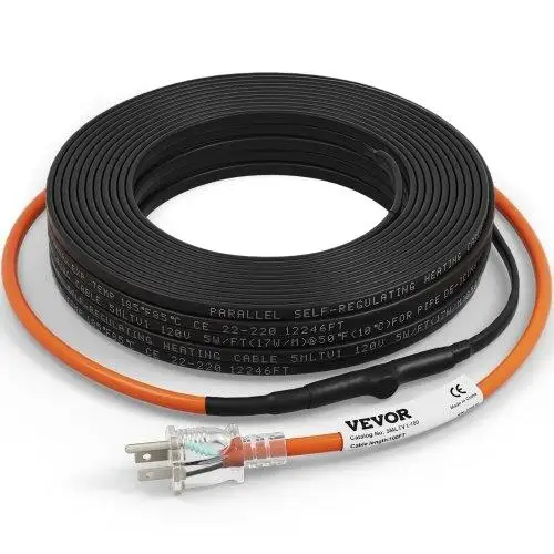 Self-Regulating Heat Tape for pipes - 100ft, 5W/ft - Freeze for PVC, Metal & Plastic - 120V