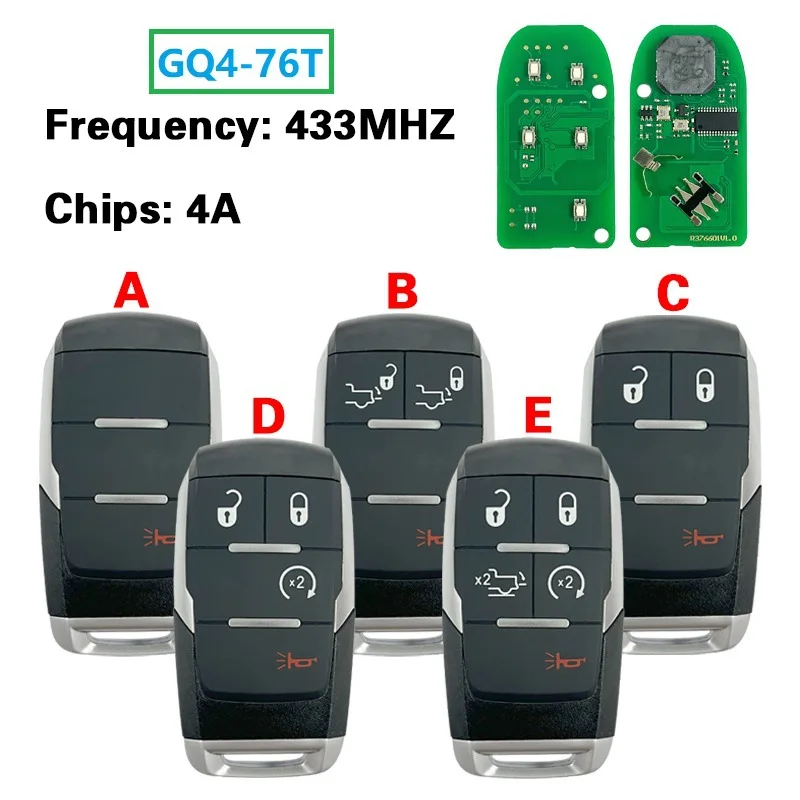 

Suitable for Dodge Ram 1/3/4/5 key smart car key 433 frequency electronic 4A chip GQ4-76T