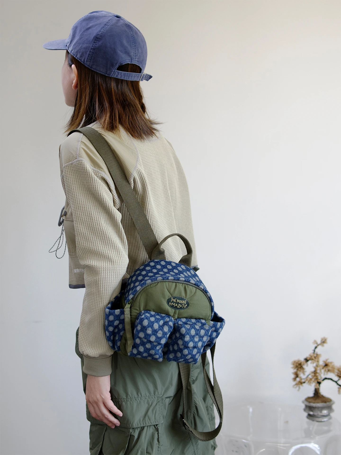 Original Housedesign Spring 2026 Retro Patchwork  Double Shoulder Bag Commuter Backpack Color Block Vintage Backpack