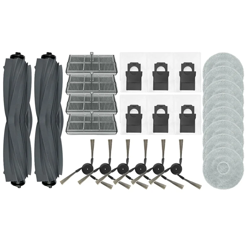 Dreame X40 Ultra ロボット掃除機用アクセサリー、メインブラシ2個、HEPAフィルター4個、サイドブラシ6個、ダストバッグ6個、ワイプ8個-A77G