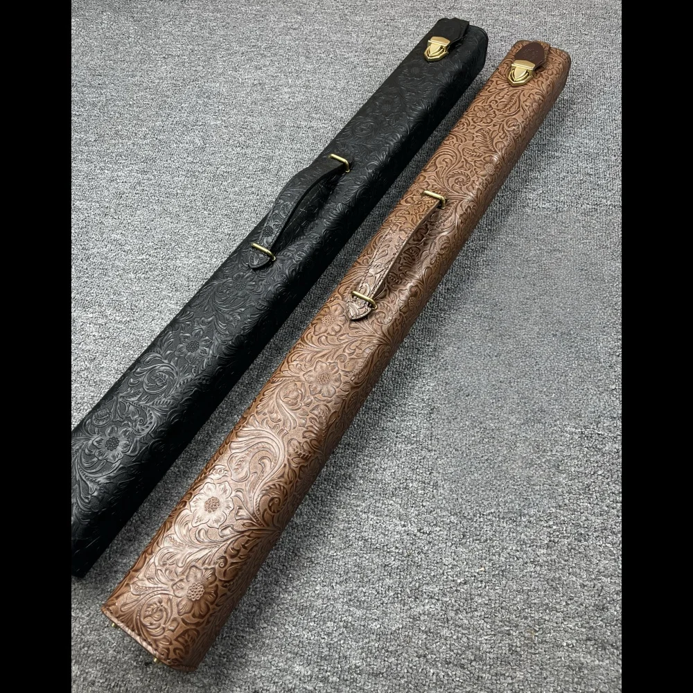 

Hand-Made Genuine Ox Pattern Leather 2 Butts 3 Shafts Billiard Cue Case Holder