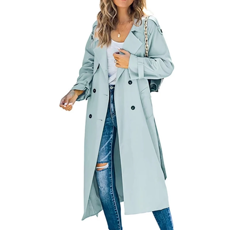 Fashion for Women Spring Autumn Double BreastedWindbreaker Long Coat