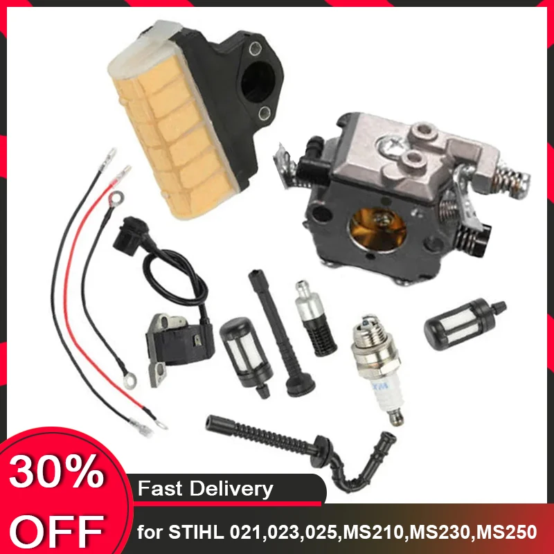 Carburetor & Ignition Coil Tune-Up Kit for STIHL 021, 023, 025, MS210, MS230, MS250 Chainsaws