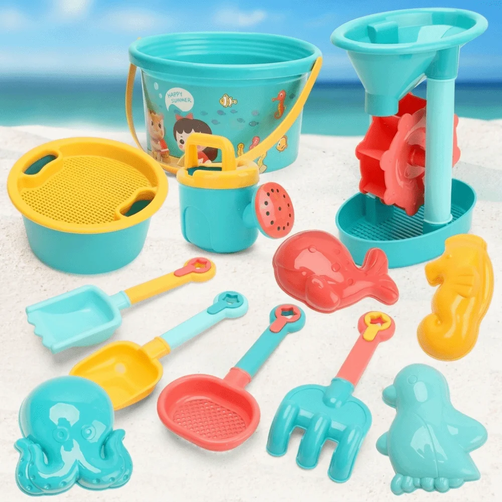 5/13/18Pcs Plastic Kids Beach Toy Set Hourglass Tower Water and Sand Play Sand Play Kit Colorful Beach Sand Toy Set Summer Gift