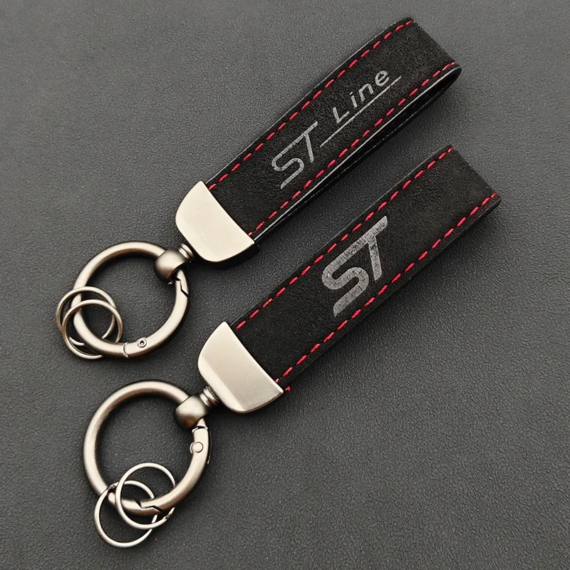 Auto ST Line Suede Key Chain Lanyard Metal Key Holder For Fiesta Explorer Mustang Car Styling Decoration Accessory