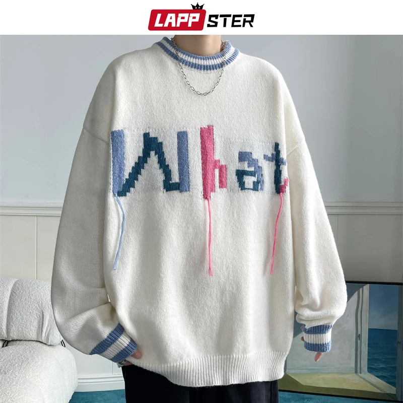 

LAPPSTER Funny Letter Korean Fashions Sweaters Pullovers Streetwear Harajuku Vintage Knitwears Oversized Knitted Sweater 5XL