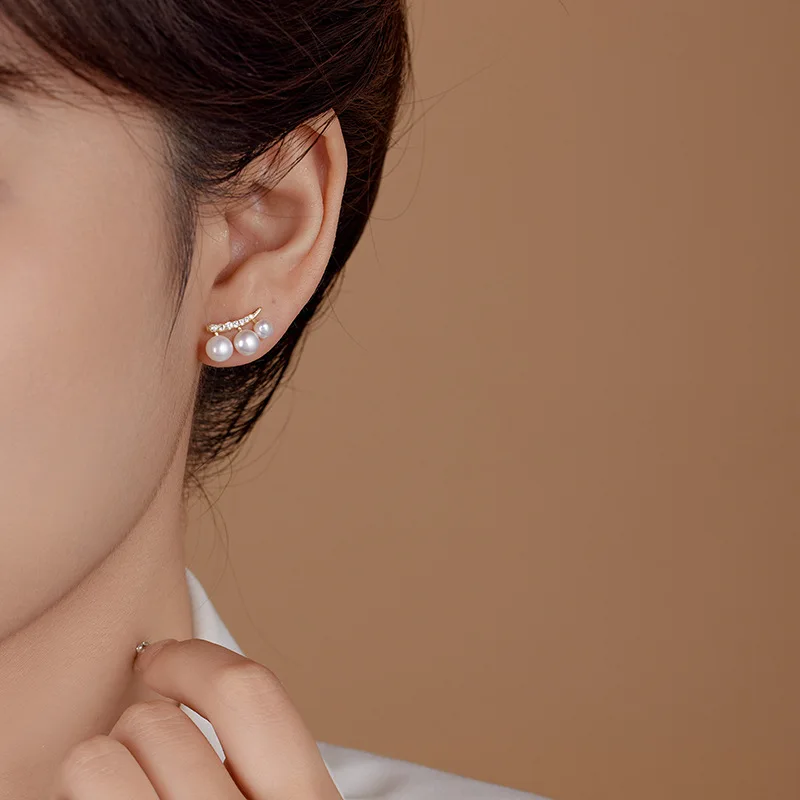 أقراط اللؤلؤ بإبرة فضية S925 للنساء، مجوهرات عصرية فرنسية بسيطة وخفيفة فاخرة