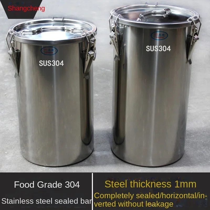 Food Grade 304 Stainless Steel Sealed Bucket, Household Rice Bucket, Moisture-proof Storage Bucket, Kitchen Sealed