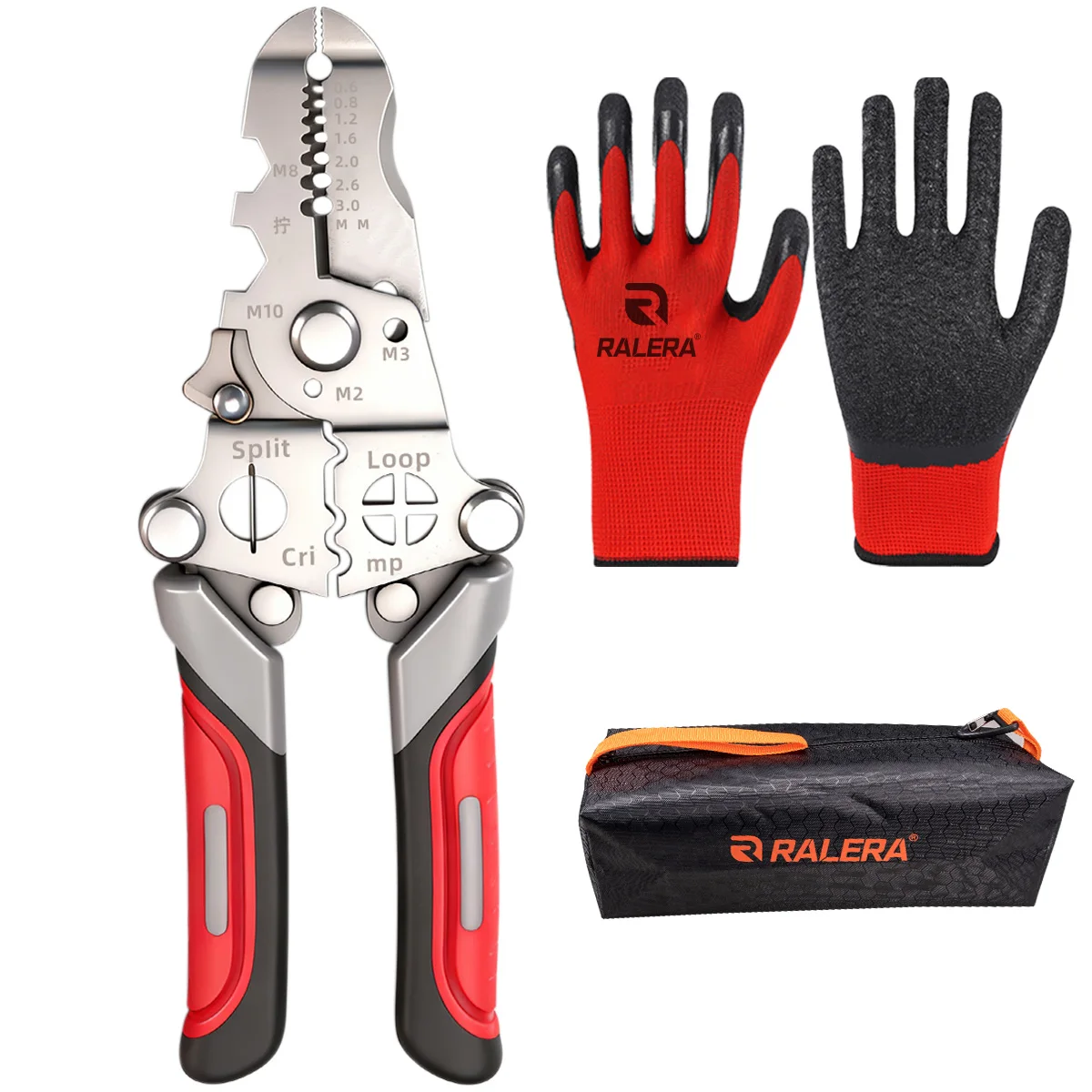 Electrician's Pliers Tool Set, Essential Professional Tools for Electricians, Round-Nose Pliers, Storage Bag, Safety Gloves, Eight-In-One Multi-Function Wire Stripping/Twisting/Removal/Cutting/Splitting/Clamping