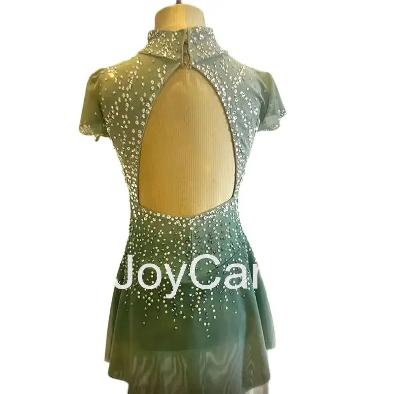 JoyCan Ice Figure Skating Dress Girls Green Spandex Stretchy Competition Dance Wear Dostosowane