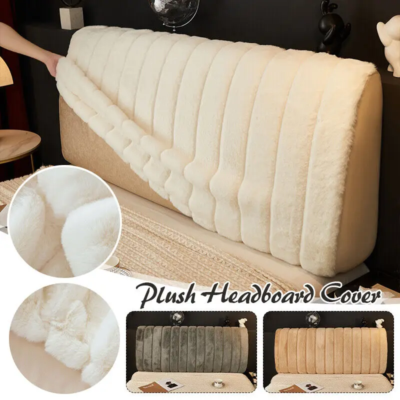 

Imitation Rabbit Plush Bedhead Cover Thick Headboard Cover Bedroom Backrest Case Living Room Decor Anti-Dust Protector Cover